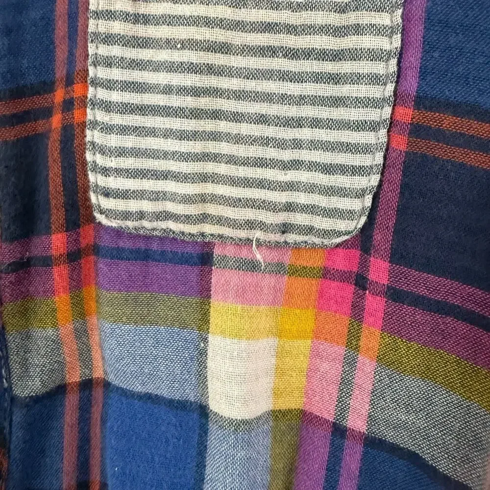 Cat & Jack Girls Plaid Shirt Dress Size 6 Multicolor Gauzy Double Weave Cotton